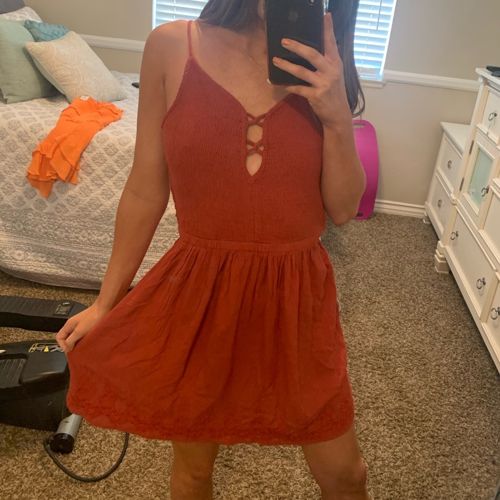 Burnt orange flowy dress